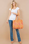 Quilted Tote Bag - Orange and Pink