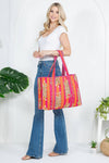 Tiger Handmade Quilted Reversible Tote Bag - Pink and Orange