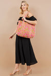 Quilted Tote Bag Pink and Orange Floral