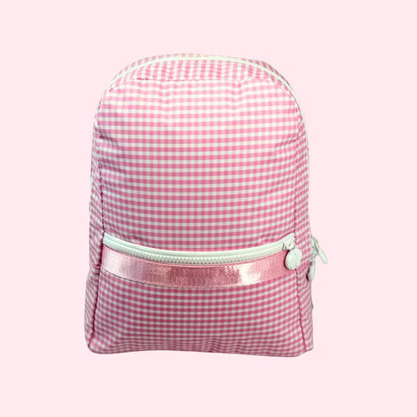 Pink Gingham Small Backpack Wipeable