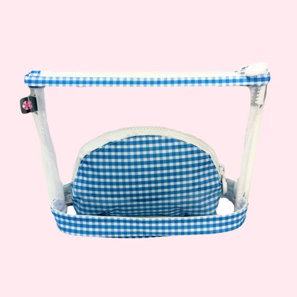 Oh Mint! New WIPEABLE!  Wipeable Baby Blue Gingham Jet-Set