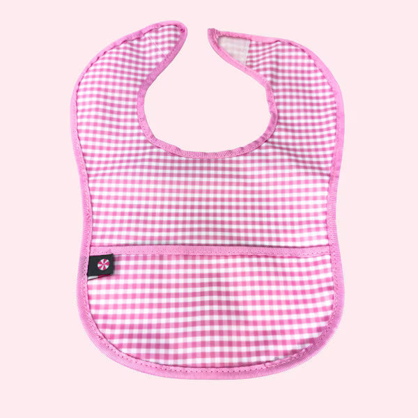 Oh Mint!  Wipeable Pink Gingham Bib