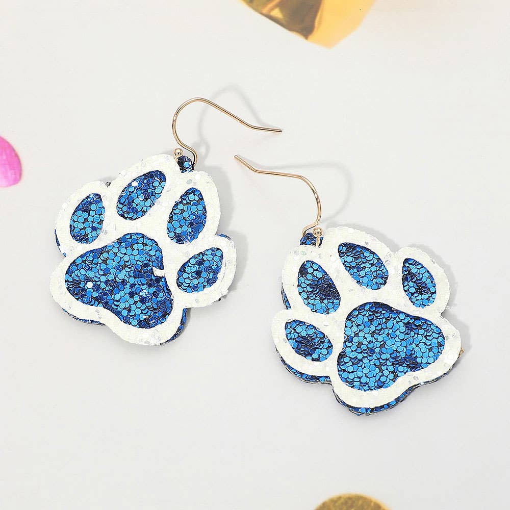 Glitter Game Day Paw Dangle Earrings