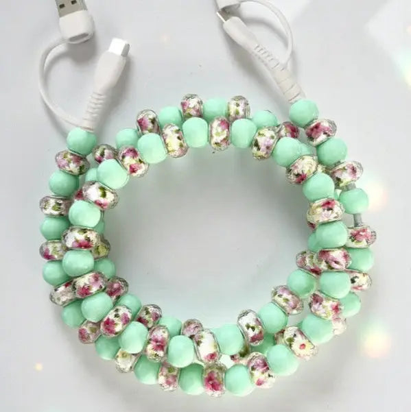 Mint Floral Beaded Charger