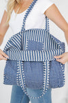 Quilted Reversible Tote - Blue and White Checkered