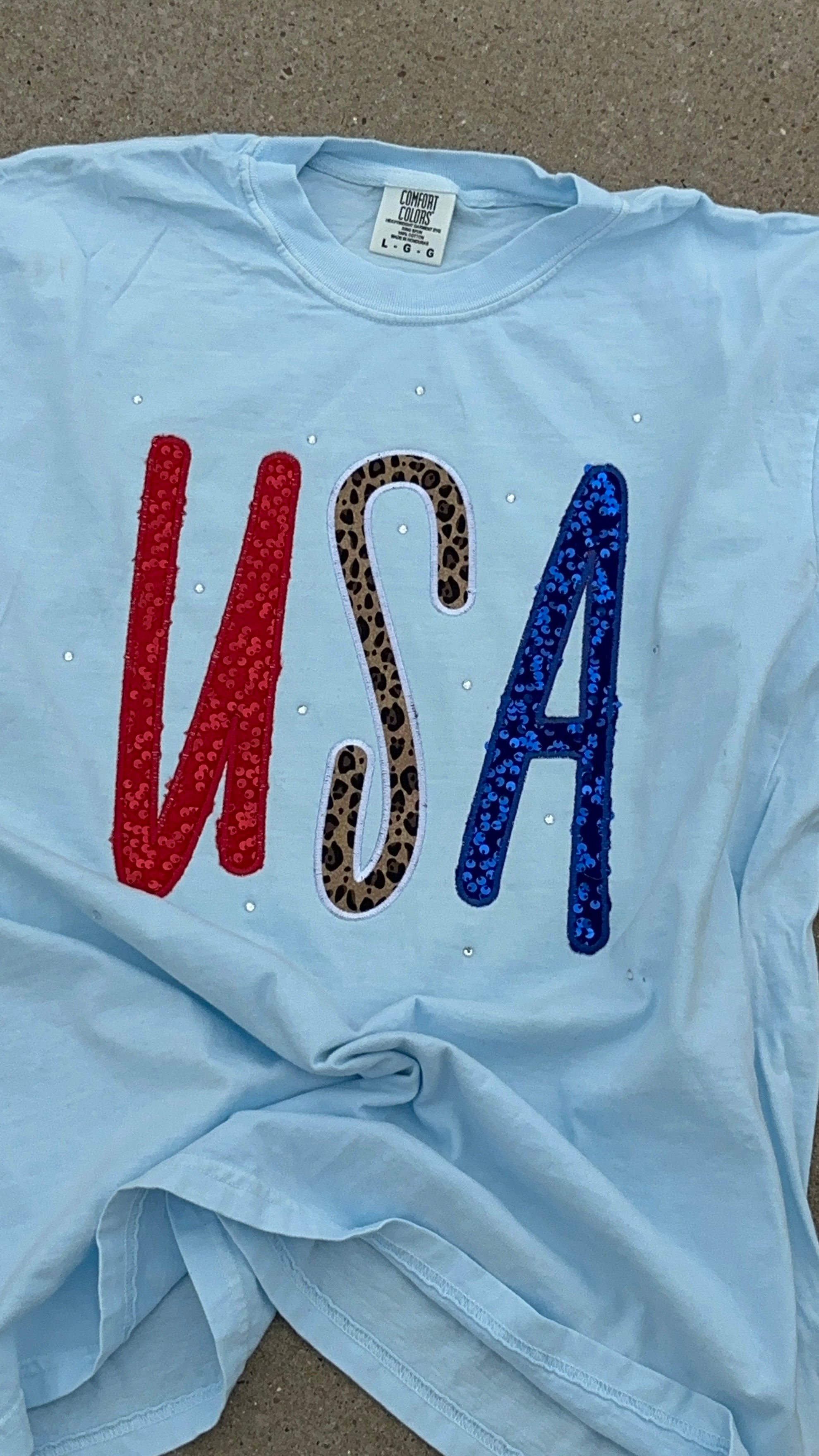 USA Sequin Appliqué T-Shirt