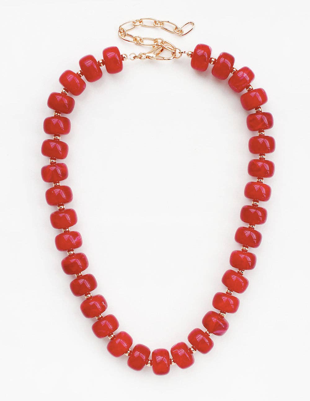 Red Beaded Chunky 16"-18" Necklace