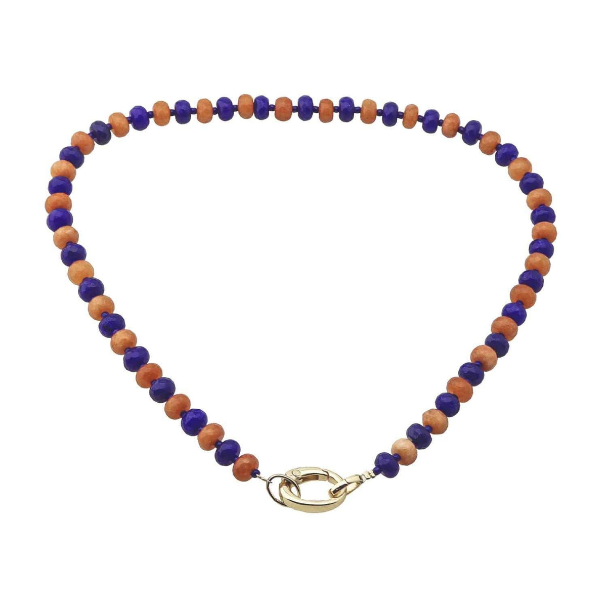 Blue and Orange Crystal Beaded with 18" Gameday Necklace with Gold Clasp