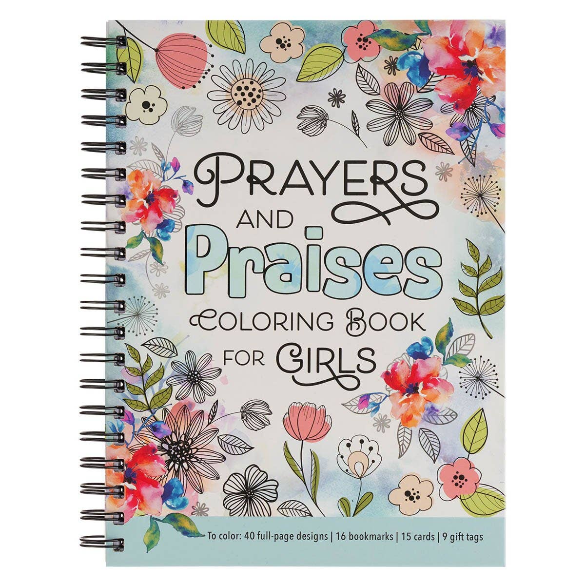 Christian Art Gifts - Coloring Book Spiral Prayers & Praises for Girls