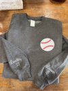 Baseball Pocket Glitter Applique Sweatshirt - Name on Sleeve
