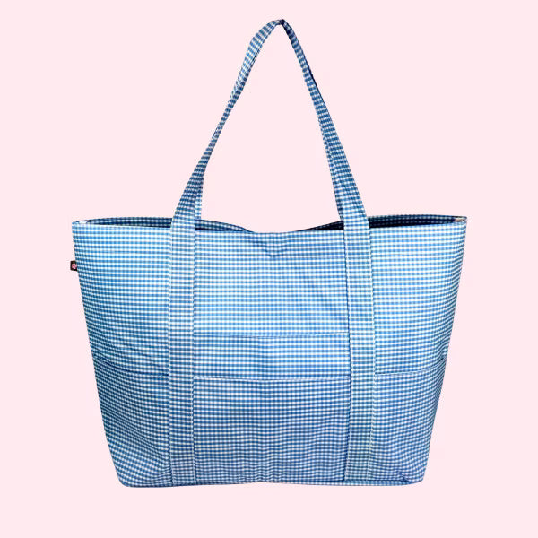 Wipeable Baby Blue Gingham Big Mama Tote