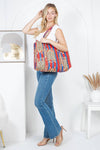 Tiger Reversible Quilted Cotton Tote Bag Red and Blue