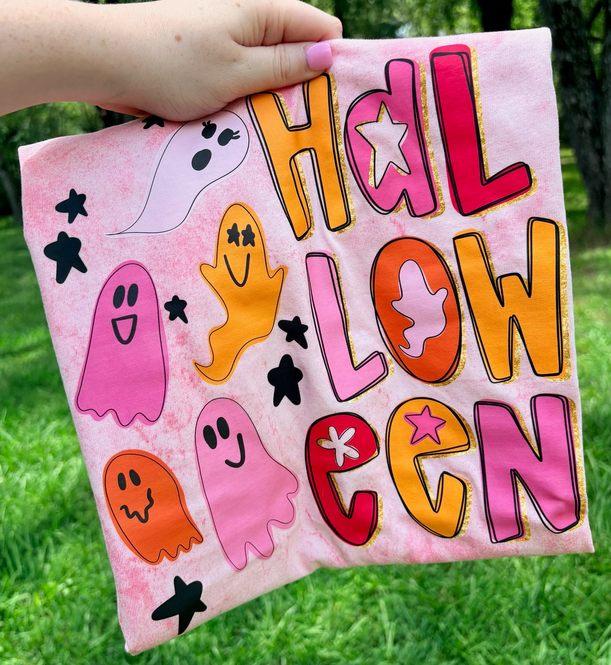 Halloween Ghost Colorblast Pink Comfort Color Tee