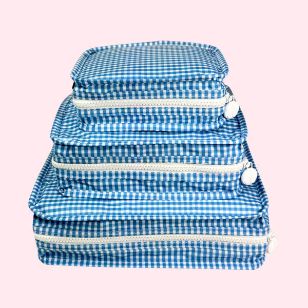 Oh Mint!  Wipeable Baby Blue Gingham Stacking Set