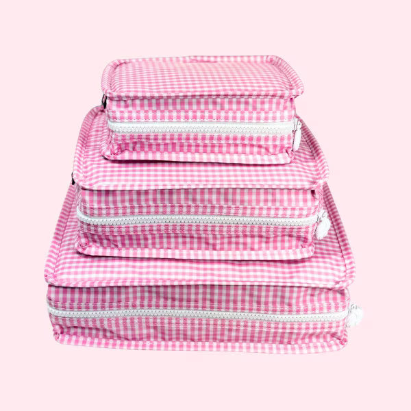 Oh Mint!  Wipeable Pink Gingham Stacking Set