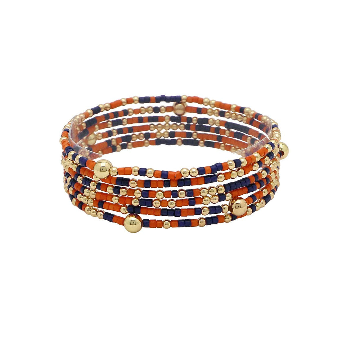 Gameday Seed Bead Orange and Navy Stretch Bracelets