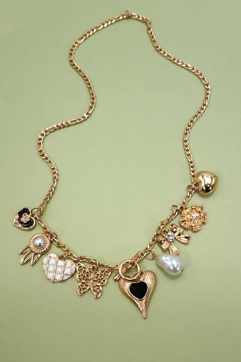 Black And White Enamel Charm Necklace