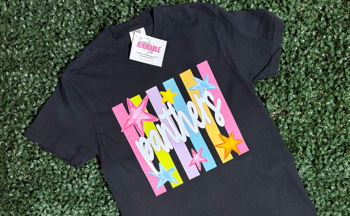 Panthers Multi Color Stripe Star Tee