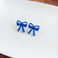 Bow Studs - Blue Glitter // Jewelry, Earrings, Game Day