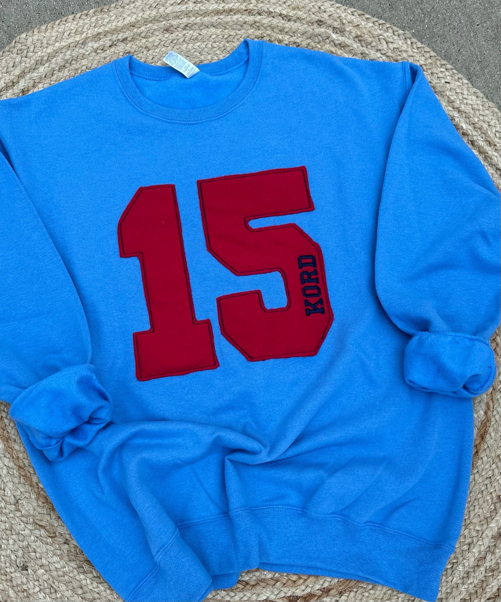 Custom Applique Number Sweatshirt – Personalized with Name | Custom Team Spirit Crewneck