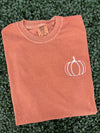 Front view of Thankful Embroidered Tee on Comfort Colors Espresso shirt
