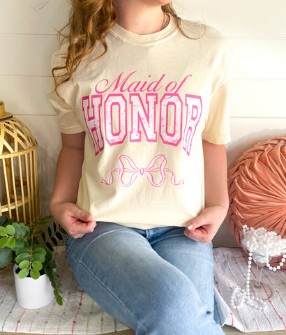 Floral Maid Of Honor Bow Tee