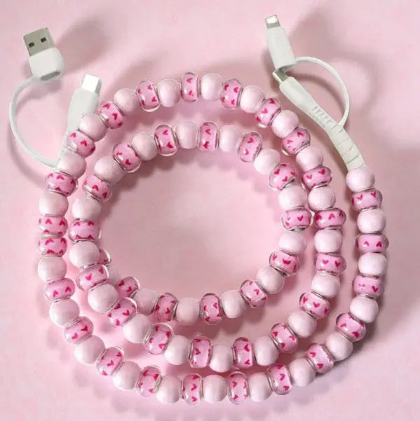 Pink Hearts Beaded Charger