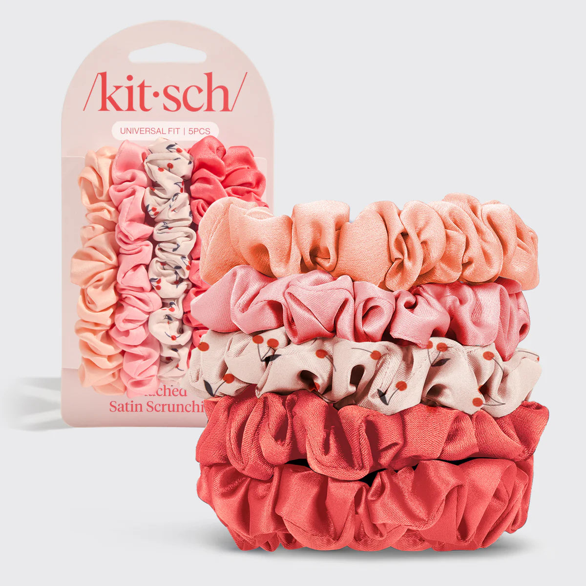 Kitsch Cherry 6pc Satin Scrunchie Set