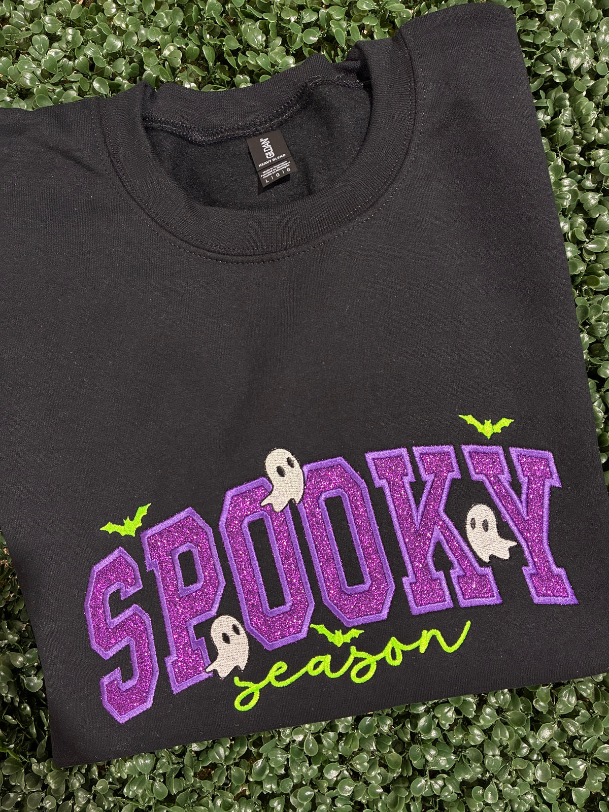 Spook Season Glitter Appliqué Embroidered Sweatshirt