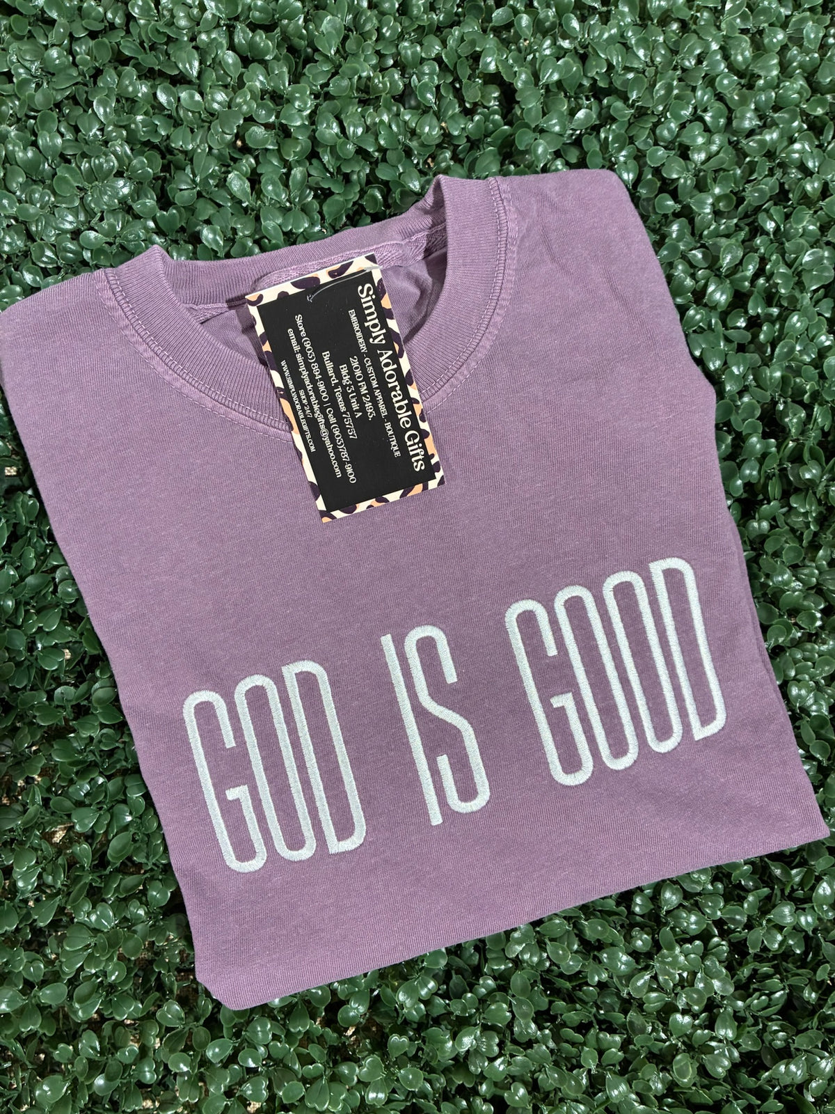 God Is Good Comfort Color Embroidered Tee