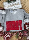 Merry Raw Edge Gray Sweatshirt