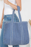 Quilted Reversible Tote - Blue and White Checkered