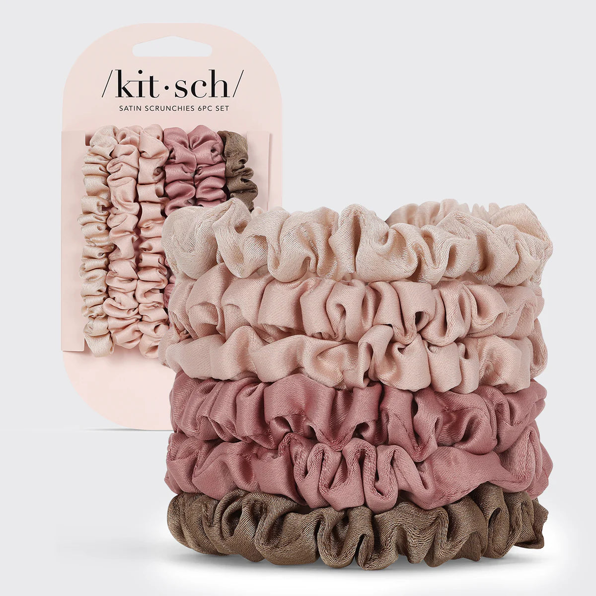 Kitsch Blush 6pc Satin Scrunchie Set