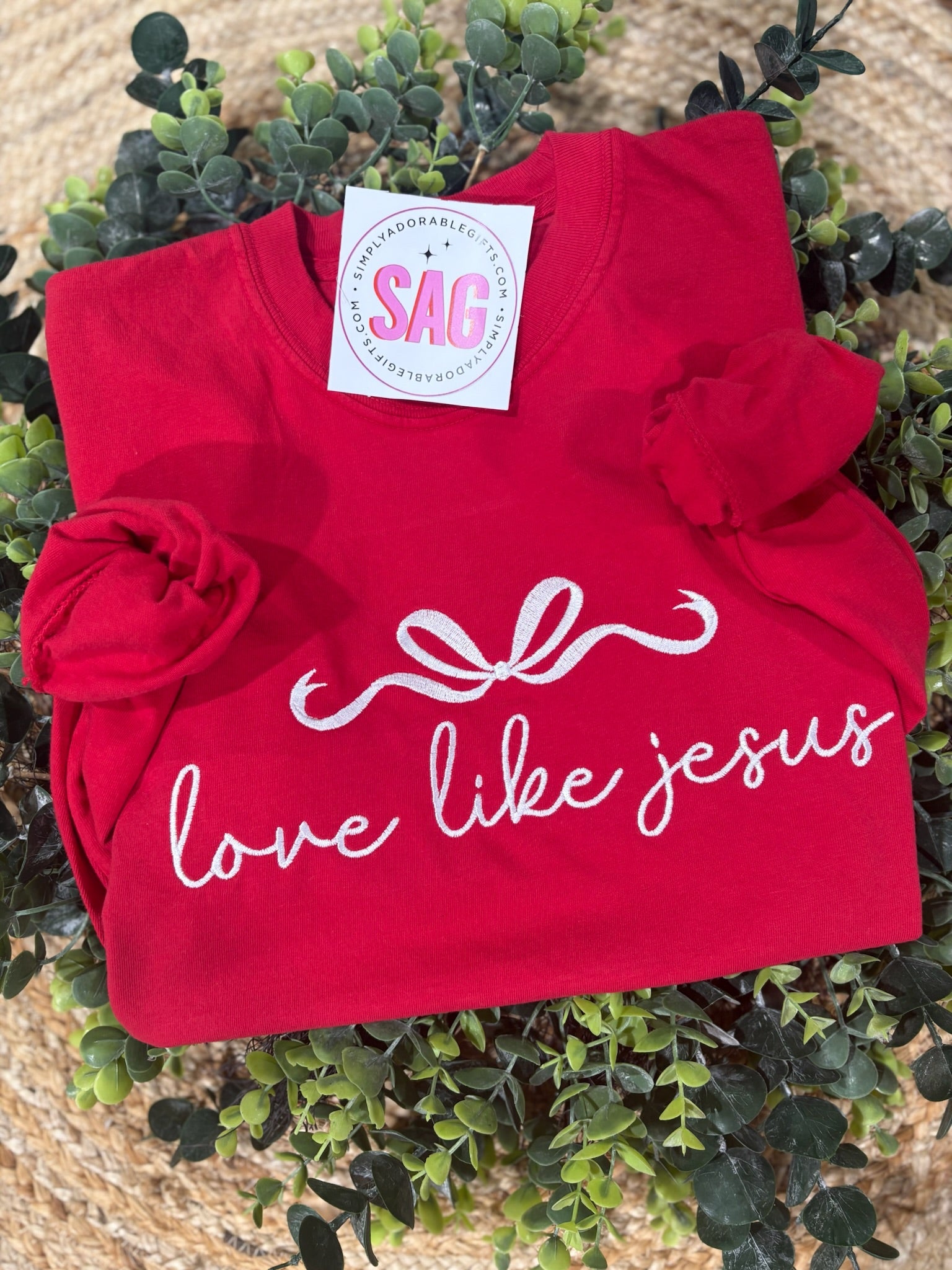 Love Like Jesus Embroidered Long Sleeve Comfort Color Tee