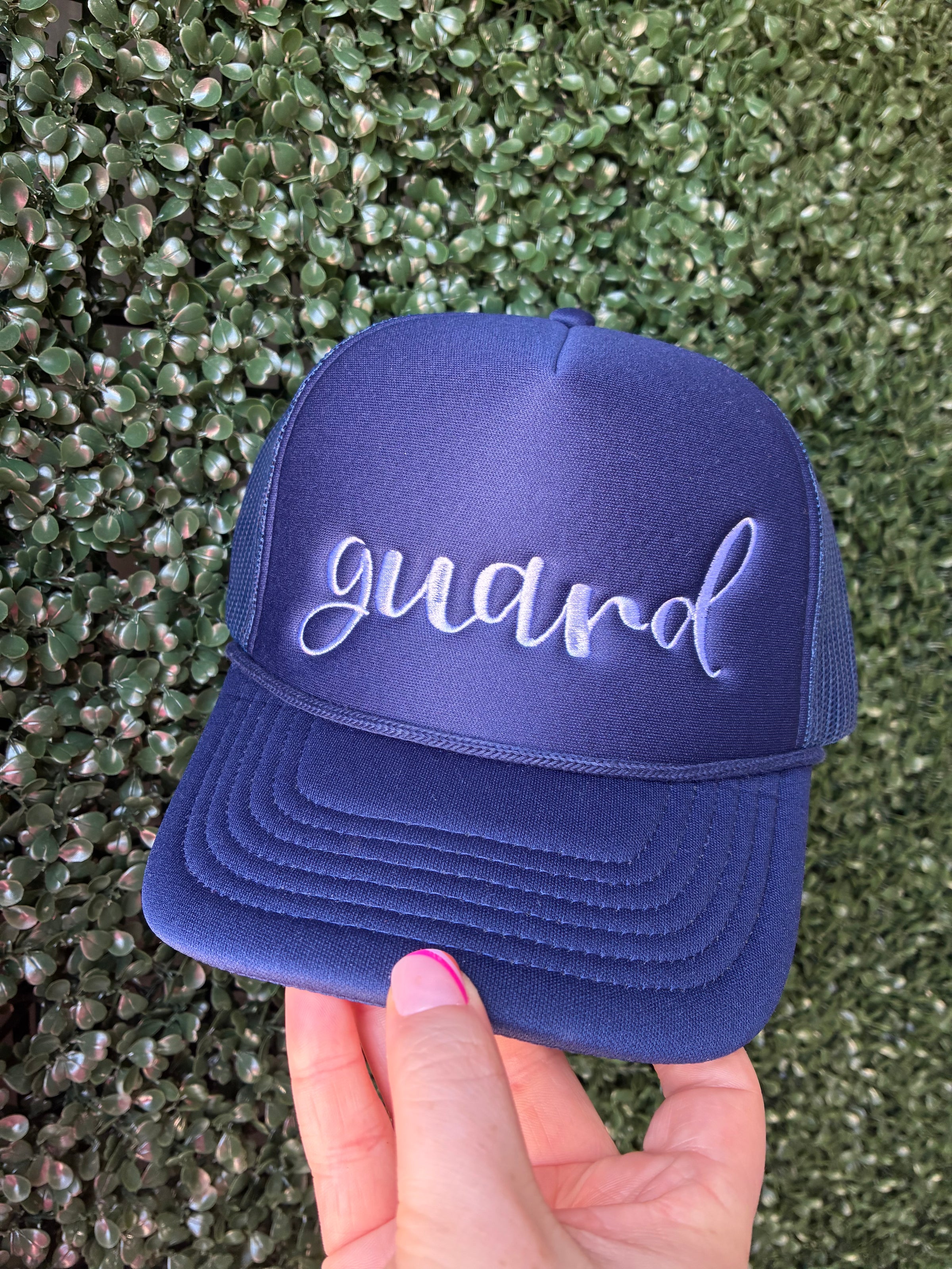 Navy Guard Script Embroidered Foam Trucker Hat