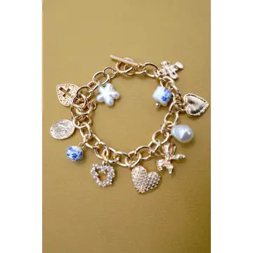 Josslyn Porcelain Heart Charm Bracelet