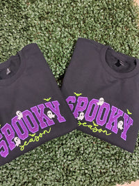 Spook Season Glitter Appliqué Embroidered Sweatshirt
