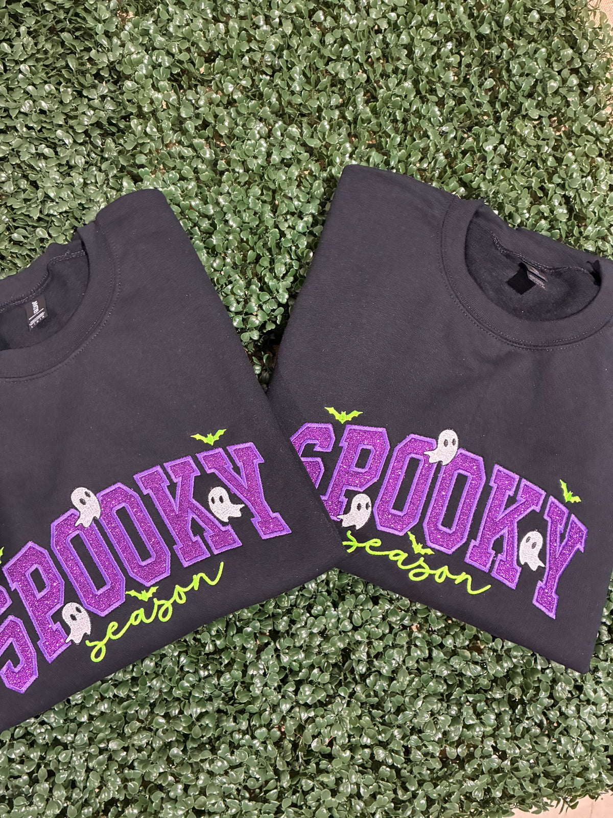 Spook Season Glitter Appliqué Embroidered Sweatshirt