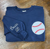 Baseball Pocket Glitter Applique Sweatshirt - Name on Sleeve