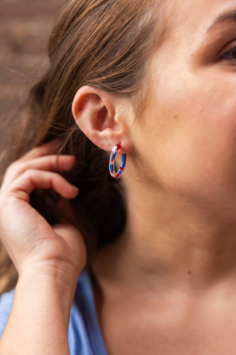 Cam Mini Hoops - Red, White & Blue // Jewelry, Earrings