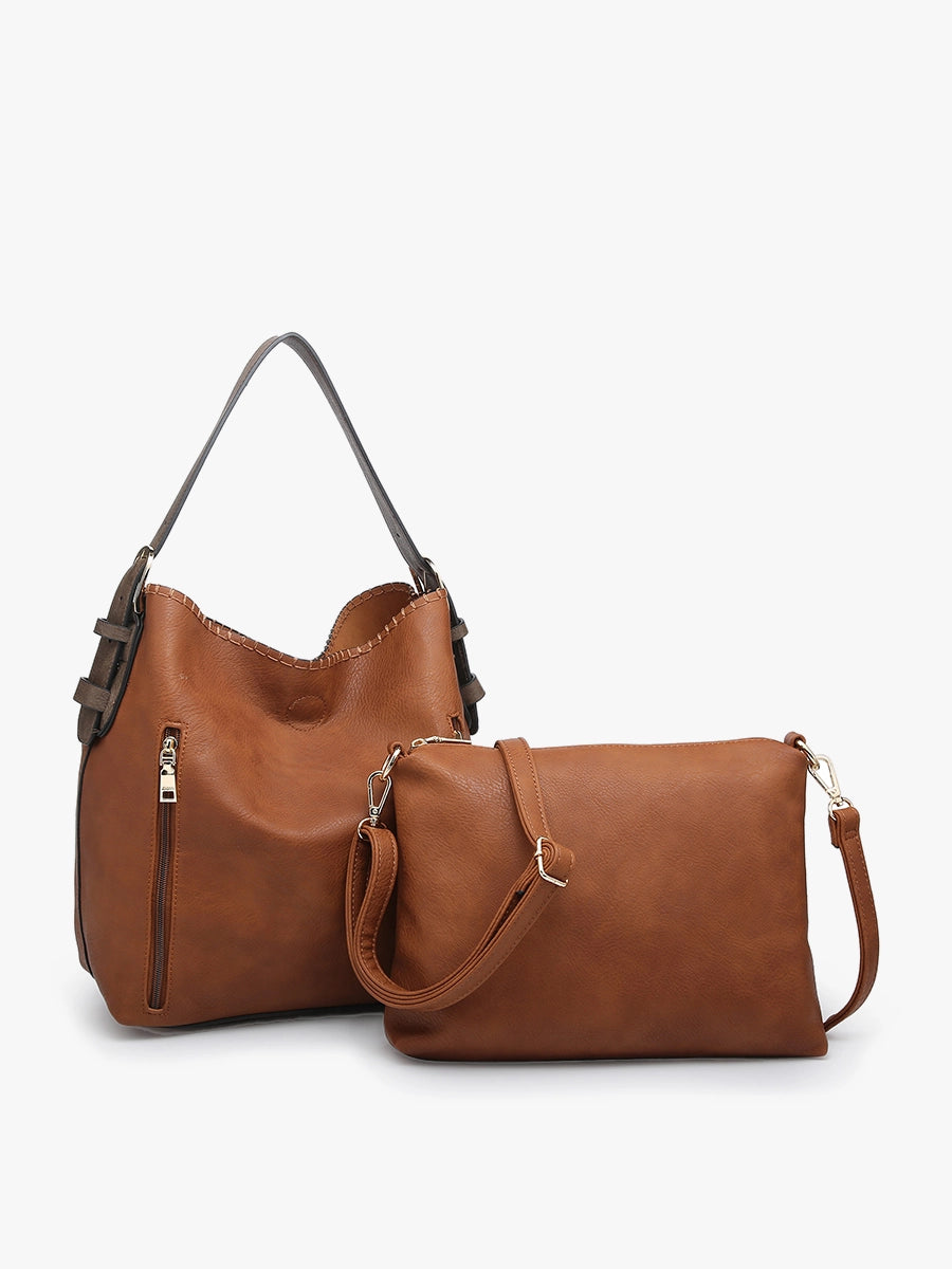 Brown Leather 2 in 1 Purse and Crossbody Set