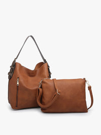 Black Leather 2 in 1 Purse and Crossbody Set
