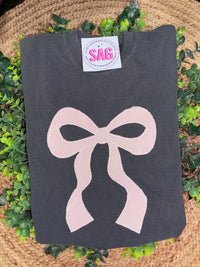 Customizable Coquette Bow Appliqué Comfort Color Tee