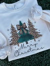 Leopard Merry Christmas Tree Cream Sweatshirt