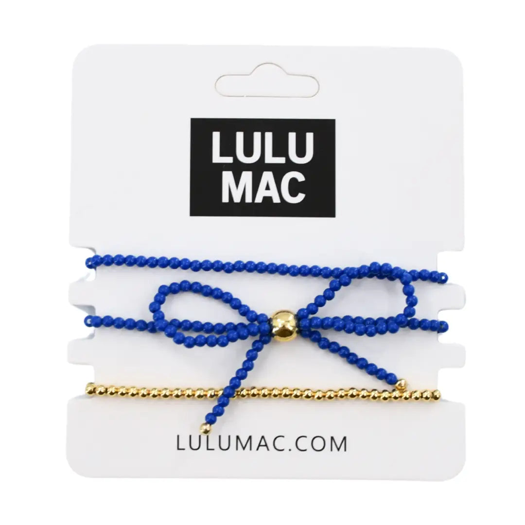 Lulu Mac Blue Bow 3 Piece Bracelet Stack
