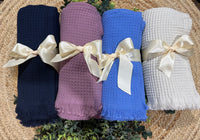 Monogram Me Waffle Throw - Multiple Colors