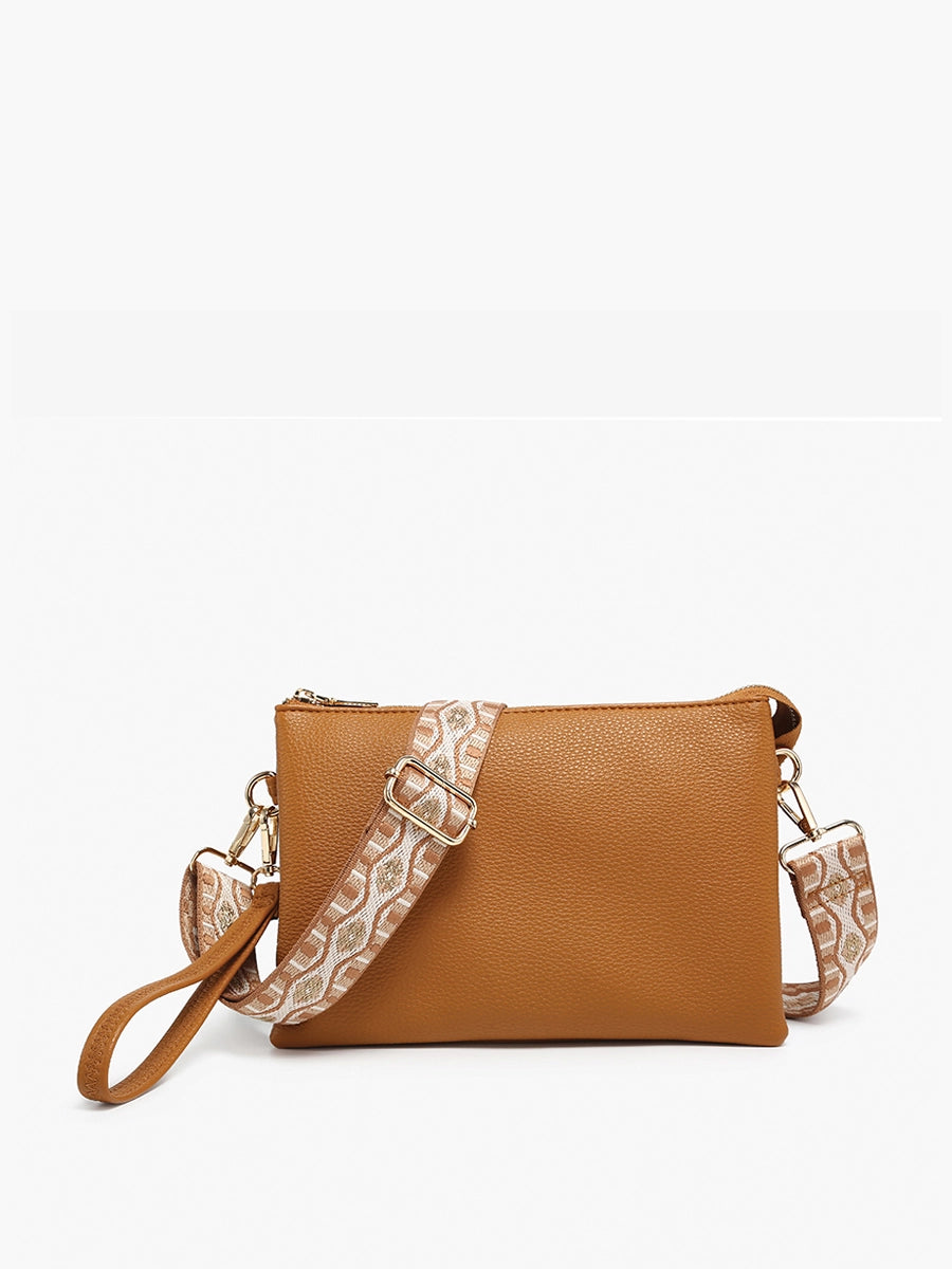 Camel Aztec Strap Wristlet Crossbody Purse