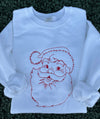Santa Embroidered White Sweatshirt