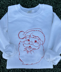 Santa Embroidered White Sweatshirt