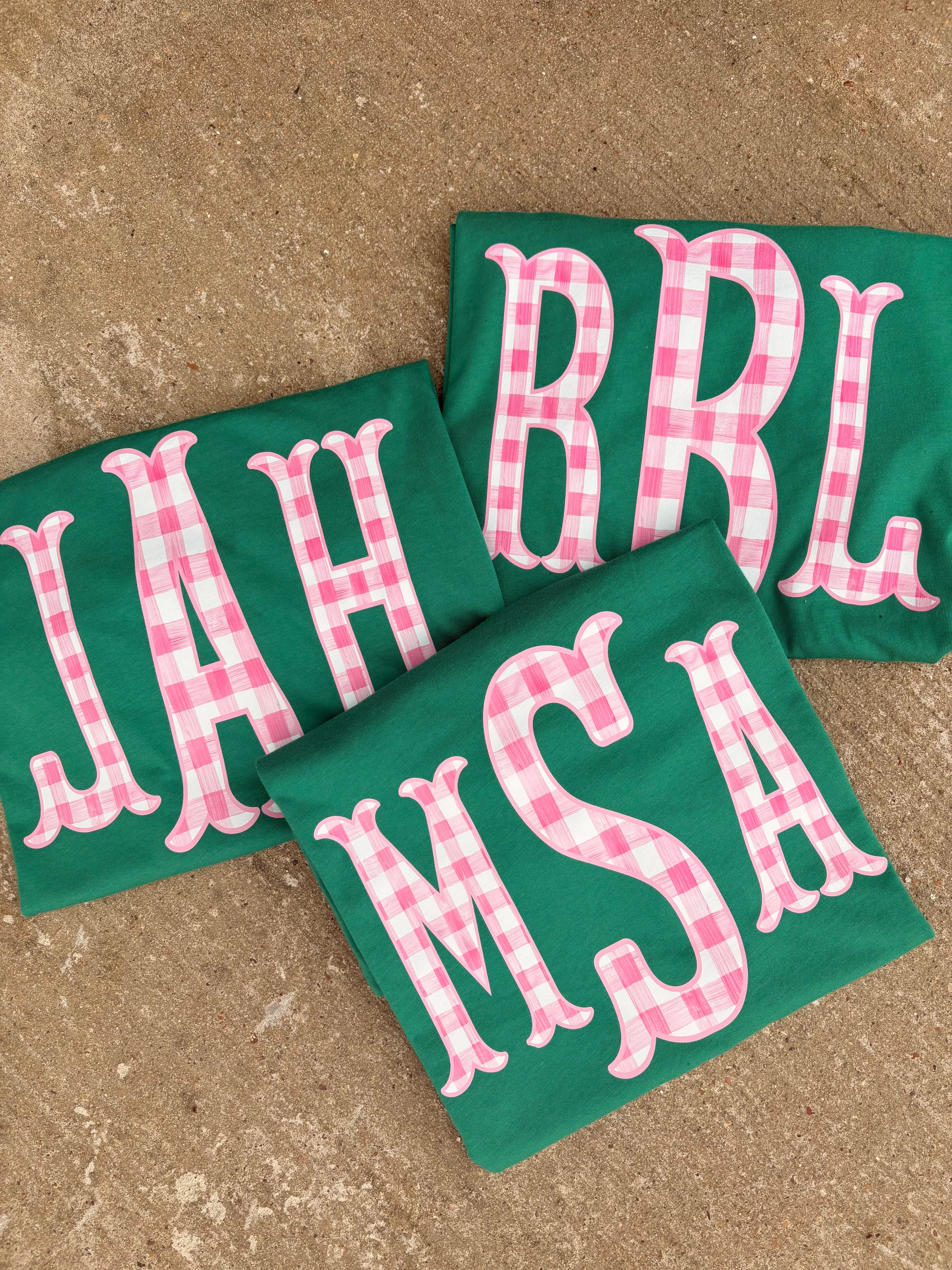 CUSTOM Spring Gingham Monogram Bella Canvas Tee